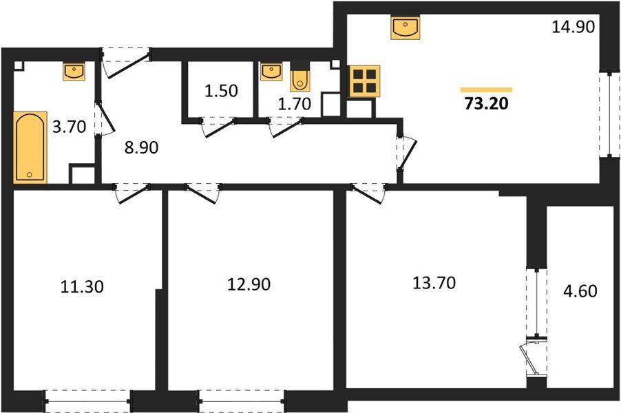 Фото №1: 3-комнатная квартира 73 м² - Краснодар, жилой комплекс Самолёт-6, мкр. Прикубанский внутригородской округ