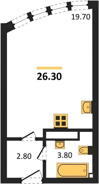 Фото №1: Студия 26 м² - Краснодар, жилой комплекс Самолёт-6, мкр. Прикубанский внутригородской округ