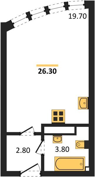 Фото №1: Студия 26 м² - Краснодар, жилой комплекс Самолёт-6, мкр. Прикубанский внутригородской округ