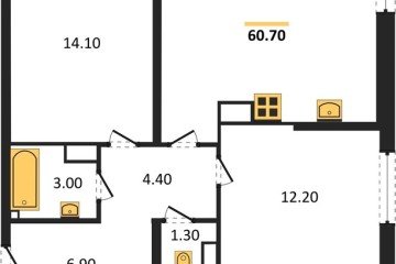 Фото №1: 2-комнатная квартира 61 м² - Краснодар, мкр. Прикубанский внутригородской округ, 