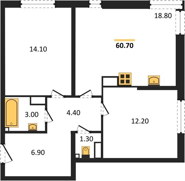 Фото №1: 2-комнатная квартира 61 м² - Краснодар, жилой комплекс Самолёт-6