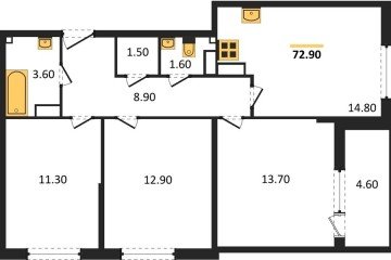 Фото №1: 3-комнатная квартира 72 м² - Краснодар, мкр. Прикубанский внутригородской округ, 