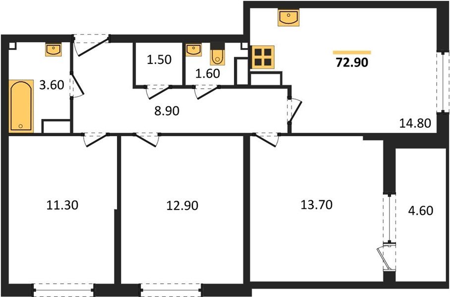 Фото №1: 3-комнатная квартира 72 м² - Краснодар, жилой комплекс Самолёт-6, мкр. Прикубанский внутригородской округ