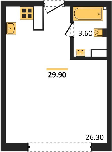 Фото №1: Студия 30 м² - Краснодар, жилой комплекс Самолёт-6, мкр. Прикубанский внутригородской округ