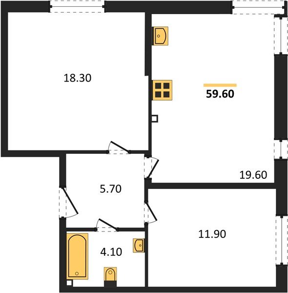 Фото №1: 2-комнатная квартира 59 м² - Краснодар, жилой комплекс Самолёт-6