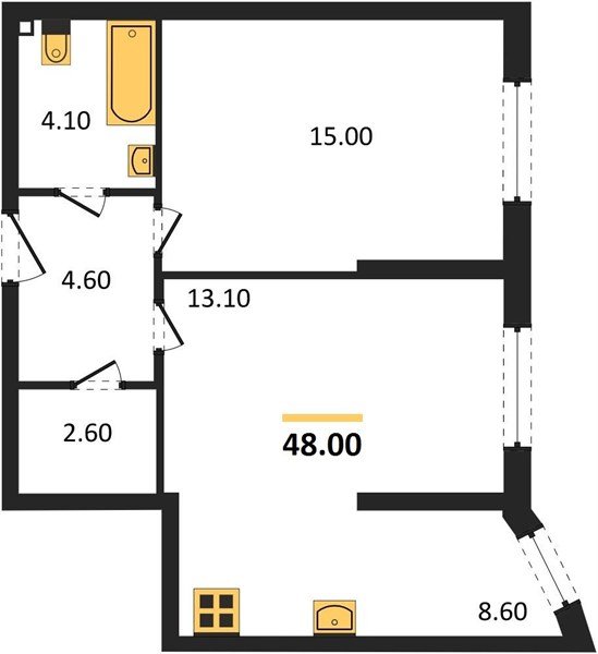 Фото №1: 2-комнатная квартира 48 м² - Краснодар, жилой комплекс Самолёт-6, мкр. Прикубанский внутригородской округ