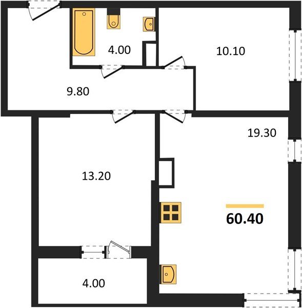 Фото №1: 2-комнатная квартира 60 м² - Краснодар, жилой комплекс Самолёт-6, мкр. Прикубанский внутригородской округ