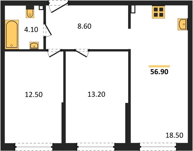 Фото №1: 2-комнатная квартира 56 м² - Краснодар, жилой комплекс Самолёт-6, мкр. Прикубанский внутригородской округ