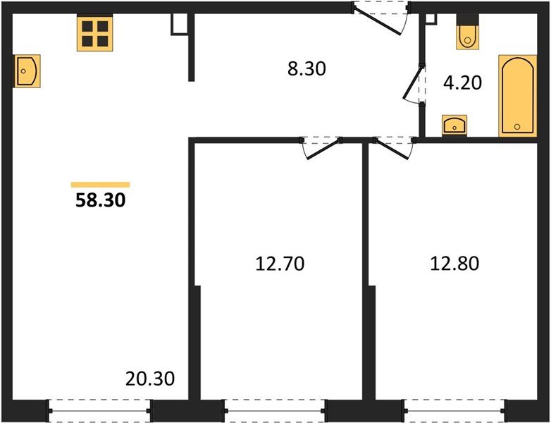Фото №1: 2-комнатная квартира 58 м² - Краснодар, жилой комплекс Самолёт-6