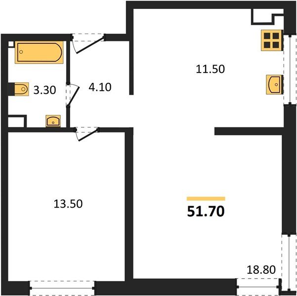 Фото №1: 2-комнатная квартира 51 м² - Краснодар, жилой комплекс Самолёт-6, мкр. Прикубанский внутригородской округ