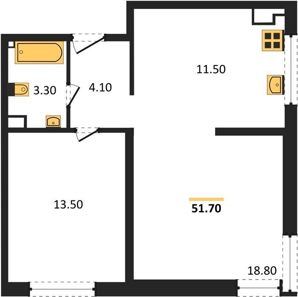 Фото №1: 2-комнатная квартира 51 м² - Краснодар, жилой комплекс Самолёт-6, мкр. Прикубанский внутригородской округ