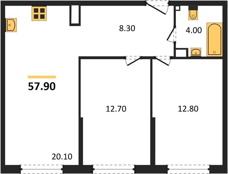 Фото №1: 2-комнатная квартира 57 м² - Краснодар, жилой комплекс Самолёт-6, мкр. Прикубанский внутригородской округ