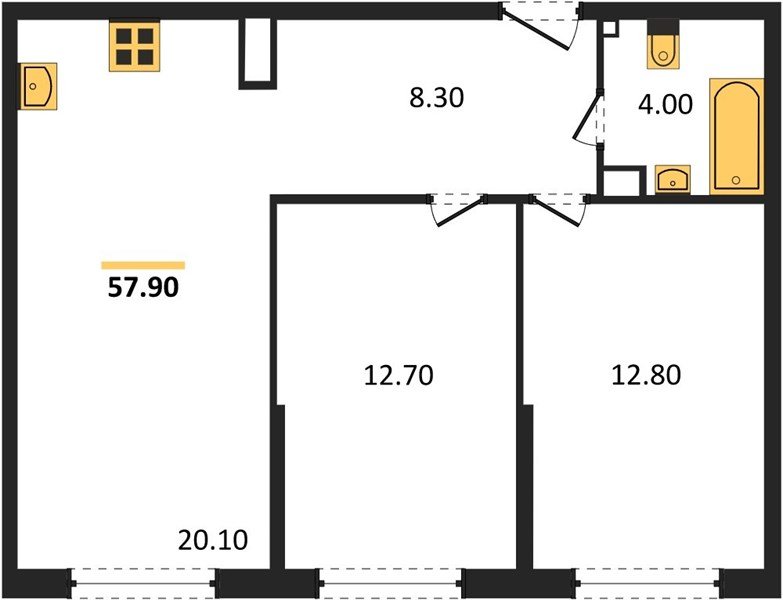 Фото №1: 2-комнатная квартира 57 м² - Краснодар, жилой комплекс Самолёт-6, мкр. Прикубанский внутригородской округ