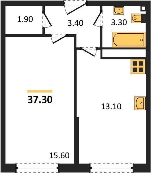 Фото №1: 1-комнатная квартира 37 м² - Краснодар, жилой комплекс Самолёт-6, мкр. Прикубанский внутригородской округ