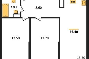 Фото №1: 2-комнатная квартира 56 м² - Краснодар, мкр. Прикубанский внутригородской округ, 