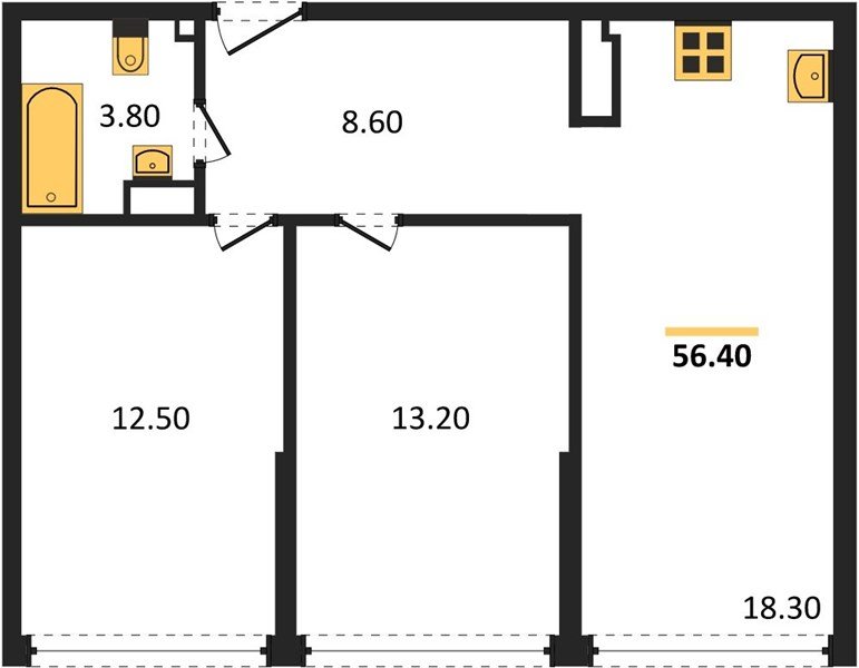 Фото №1: 2-комнатная квартира 56 м² - Краснодар, жилой комплекс Самолёт-6, мкр. Прикубанский внутригородской округ