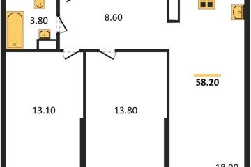 Фото №1: 2-комнатная квартира 58 м² - Краснодар, мкр. Прикубанский внутригородской округ, 