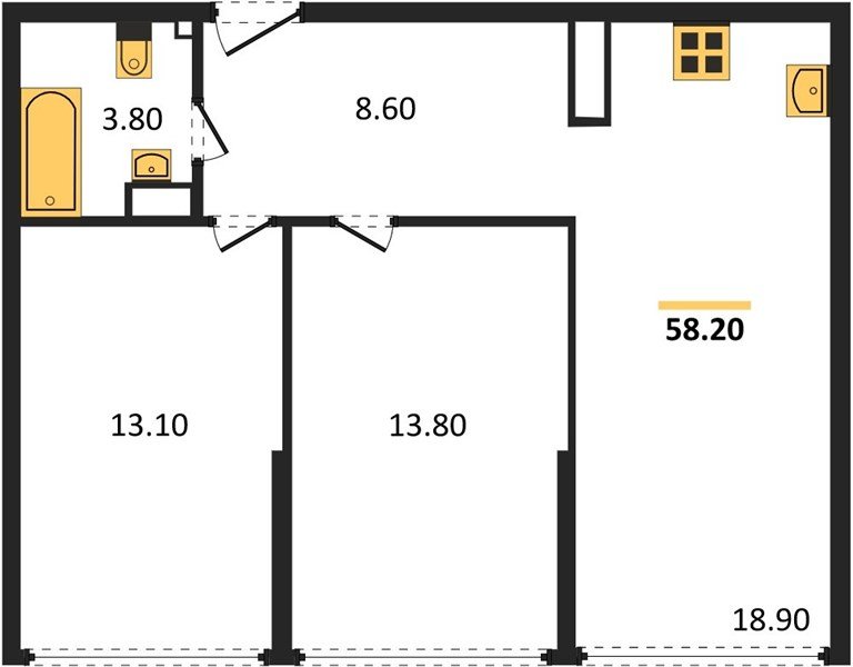 Фото №1: 2-комнатная квартира 58 м² - Краснодар, жилой комплекс Самолёт-6, мкр. Прикубанский внутригородской округ