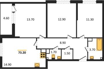 Фото №1: 3-комнатная квартира 73 м² - Краснодар, мкр. Прикубанский внутригородской округ, 