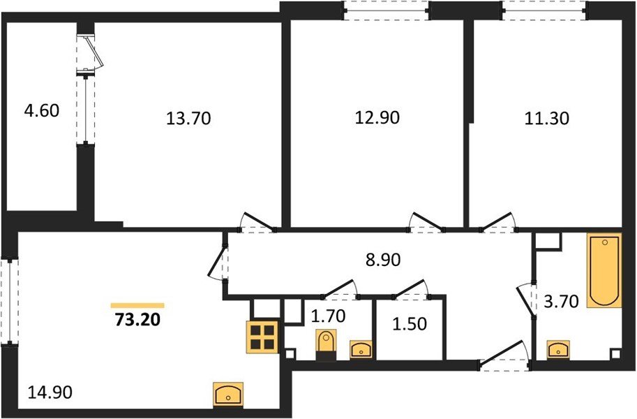 Фото №1: 3-комнатная квартира 73 м² - Краснодар, жилой комплекс Самолёт-6, мкр. Прикубанский внутригородской округ