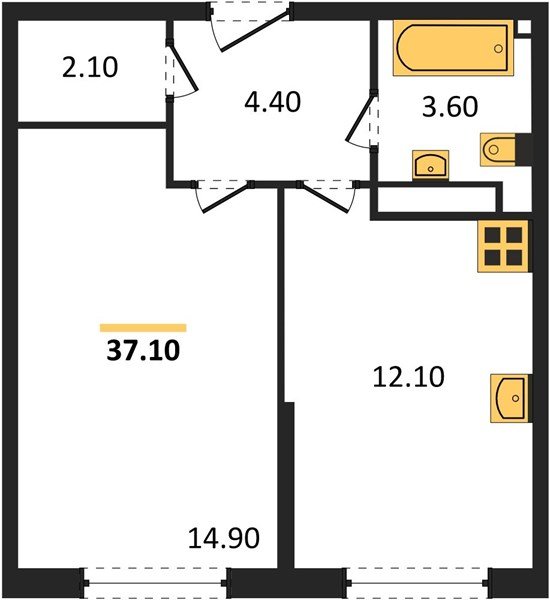 Фото №1: 1-комнатная квартира 37 м² - Краснодар, жилой комплекс Самолёт-6, мкр. Прикубанский внутригородской округ