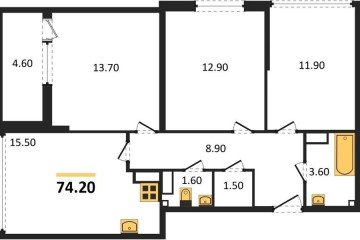 Фото №1: 3-комнатная квартира 74 м² - Краснодар, мкр. Прикубанский внутригородской округ, 