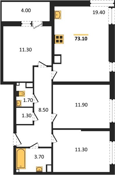 Фото №1: 3-комнатная квартира 73 м² - Краснодар, жилой комплекс Самолёт-6, мкр. Прикубанский внутригородской округ