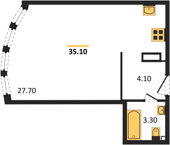 Фото №1: Студия 35 м² - Краснодар, жилой комплекс Самолёт-6, мкр. Прикубанский внутригородской округ