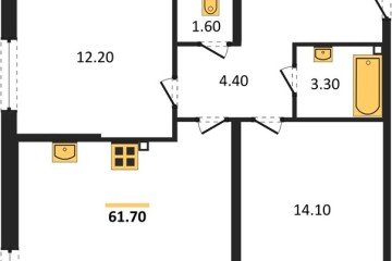 Фото №1: 2-комнатная квартира 61 м² - Краснодар, мкр. жилой комплекс Самолёт-6, 