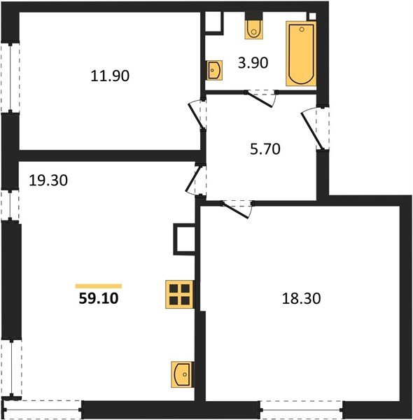 Фото №1: 2-комнатная квартира 59 м² - Краснодар, Прикубанский внутригородской округ, мкр. жилой комплекс Самолёт-6