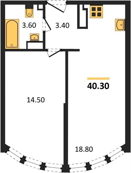 Фото №1: 1-комнатная квартира 40 м² - Краснодар, Прикубанский внутригородской округ, мкр. жилой комплекс Самолёт-6
