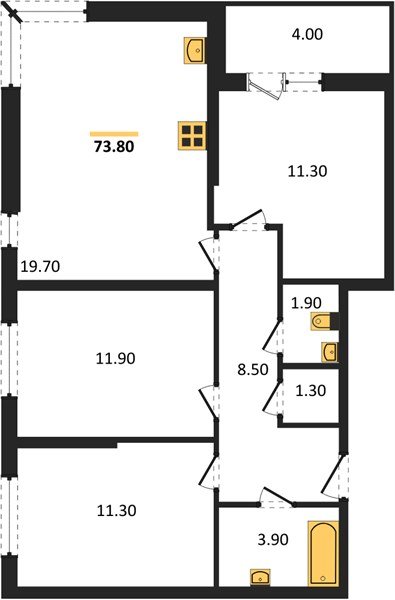 Фото №1: 3-комнатная квартира 73 м² - Краснодар, жилой комплекс Самолёт-6, мкр. Прикубанский внутригородской округ