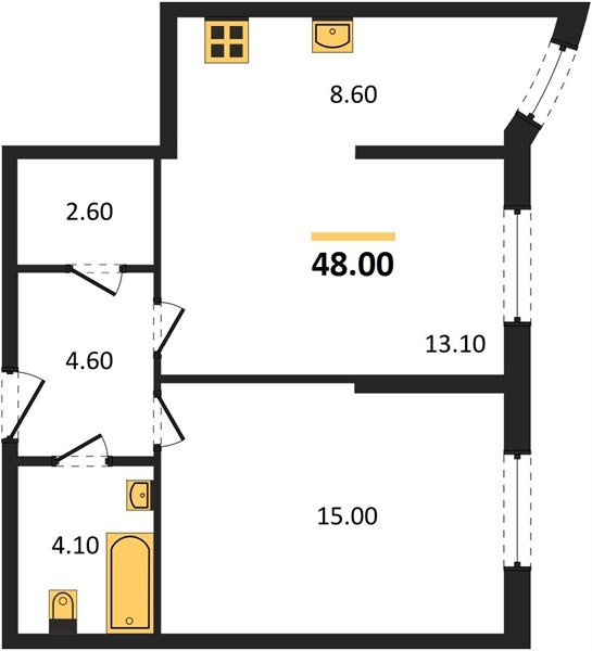 Фото №1: 2-комнатная квартира 48 м² - Краснодар, жилой комплекс Самолёт-6, мкр. Прикубанский внутригородской округ