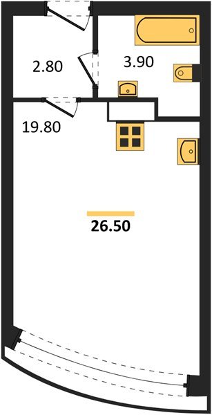 Фото №1: Студия 26 м² - Краснодар, жилой комплекс Самолёт-6, мкр. Прикубанский внутригородской округ