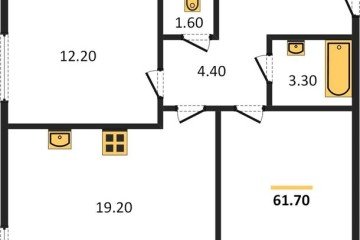 Фото №1: 2-комнатная квартира 61 м² - Краснодар, мкр. жилой комплекс Самолёт-6, 