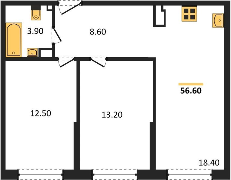Фото №1: 2-комнатная квартира 56 м² - Краснодар, Прикубанский внутригородской округ, мкр. жилой комплекс Самолёт-6