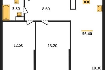 Фото №1: 2-комнатная квартира 56 м² - Краснодар, мкр. жилой комплекс Самолёт-6, 