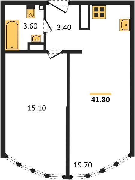 Фото №1: 1-комнатная квартира 41 м² - Краснодар, Прикубанский внутригородской округ, мкр. жилой комплекс Самолёт-6