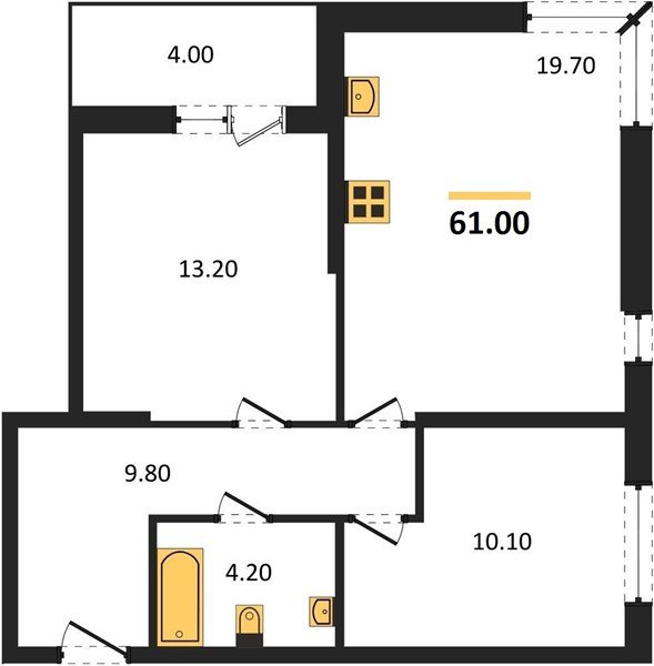 Фото №1: 2-комнатная квартира 61 м² - Краснодар, Прикубанский внутригородской округ, мкр. жилой комплекс Самолёт-6