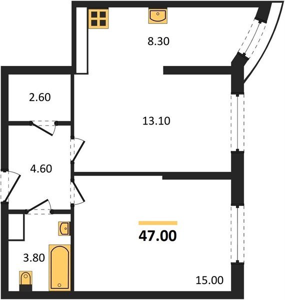 Фото №1: 2-комнатная квартира 47 м² - Краснодар, Прикубанский внутригородской округ, мкр. жилой комплекс Самолёт-6