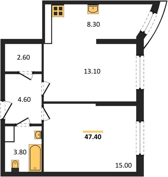 Фото №1: 2-комнатная квартира 47 м² - Краснодар, Прикубанский внутригородской округ, мкр. жилой комплекс Самолёт-6