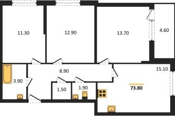 Фото №1: 3-комнатная квартира 73 м² - Краснодар, мкр. жилой комплекс Самолёт-6, 