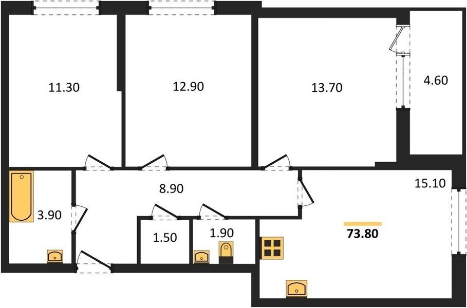 Фото №1: 3-комнатная квартира 73 м² - Краснодар, Прикубанский внутригородской округ, мкр. жилой комплекс Самолёт-6
