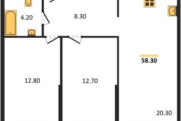 Фото №1: 2-комнатная квартира 58 м² - Краснодар, мкр. жилой комплекс Самолёт-6, 