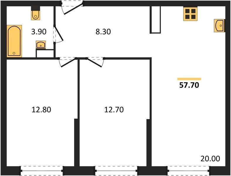 Фото №1: 2-комнатная квартира 57 м² - Краснодар, Прикубанский внутригородской округ, мкр. жилой комплекс Самолёт-6