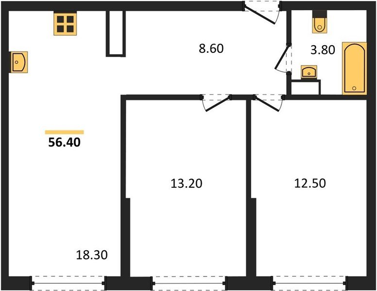 Фото №1: 2-комнатная квартира 56 м² - Краснодар, Прикубанский внутригородской округ, мкр. жилой комплекс Самолёт-6