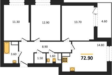 Фото №1: 3-комнатная квартира 72 м² - Краснодар, мкр. жилой комплекс Самолёт-6, 