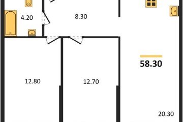 Фото №1: 2-комнатная квартира 58 м² - Краснодар, мкр. жилой комплекс Самолёт-6, 