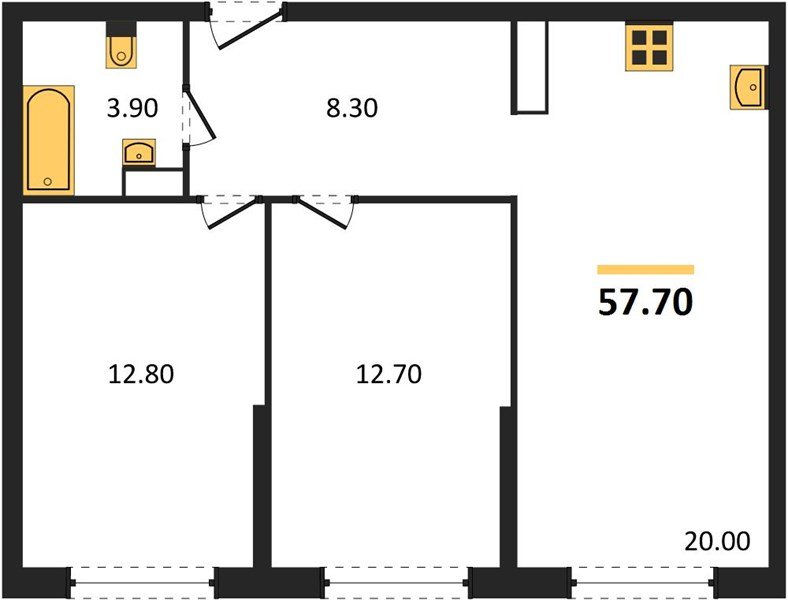 Фото №1: 2-комнатная квартира 57 м² - Краснодар, Прикубанский внутригородской округ, мкр. жилой комплекс Самолёт-6