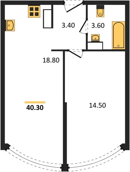 Фото №1: 1-комнатная квартира 40 м² - Краснодар, Прикубанский внутригородской округ, мкр. жилой комплекс Самолёт-6
